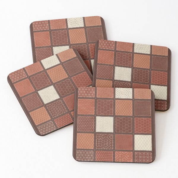 Item preview, Persimmon Rust Sashiko Sampler Quilt designed and sold by Small Kine Prints.