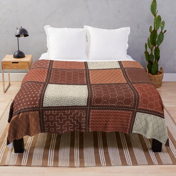 Item preview, Persimmon Rust Sashiko Sampler Quilt designed and sold by Small Kine Prints.