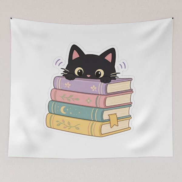 Item preview, Cat and books  designed and sold by emmeshop98.