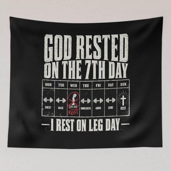 Item preview, God Rested On The 7th Day. I Rest On Leg Day designed and sold by SignumShop.