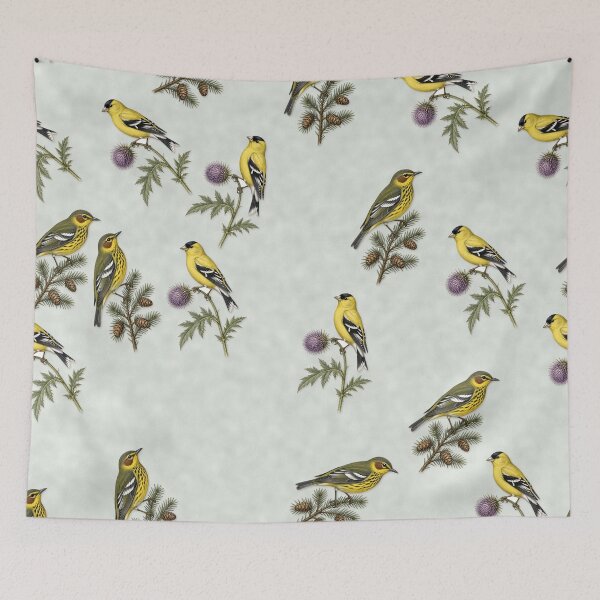 Item preview, Goldfinch & Cape May Warbler Bird Pattern designed and sold by sustainableme.