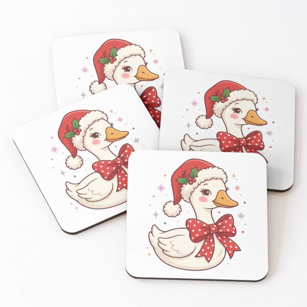 Item preview, Cute Christmas Duck With Santa Hat Bow designed and sold by DariaDoodleArt.