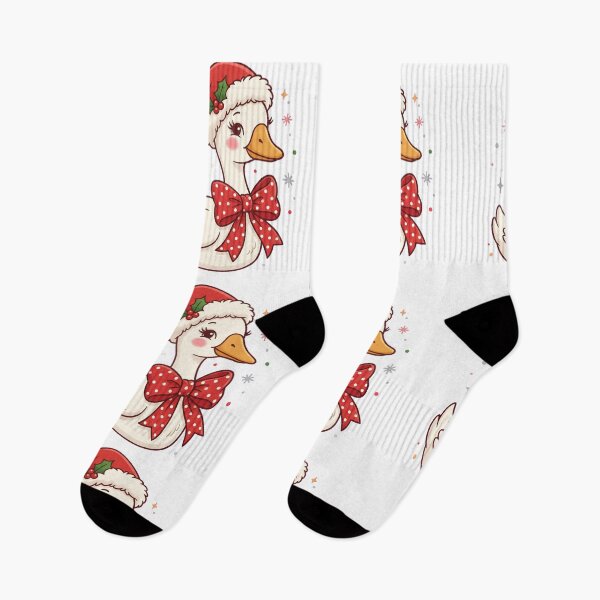 Item preview, Cute Christmas Duck With Santa Hat Bow designed and sold by DariaDoodleArt.
