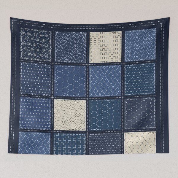 Item preview, Indigo Sashiko Sampler Quilt designed and sold by Small Kine Prints.
