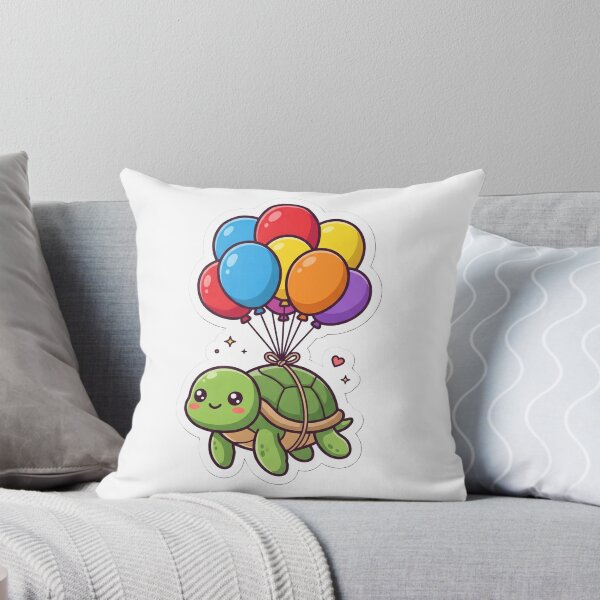 Item preview, Cute Kawaii Turtle With Colorful Balloons designed and sold by DariaDoodleArt.