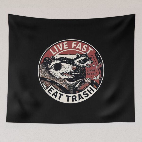 Item preview, Live Fast Eat Trash Funny Opossum Raccoon Wildlife Humor designed and sold by gear-posters.