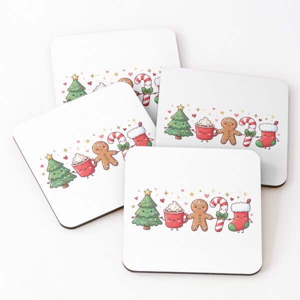 Item preview, Cute Kawaii Christmas Friends Holding Hands designed and sold by DariaDoodleArt.