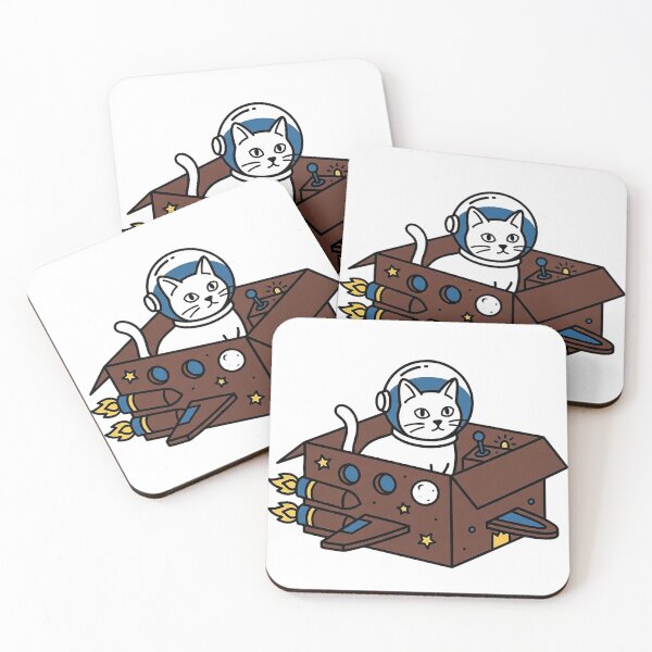 Item preview, Astronaut Cat In Cardboard Box Spaceship - Cute Imaginative Pet Art designed and sold by The Red Lime.