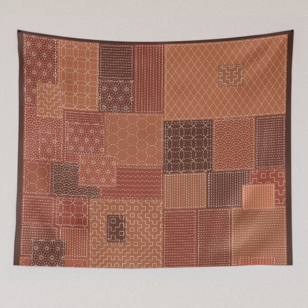 Item preview, Persimmon Rust Patchwork with Sashiko Mending designed and sold by Small Kine Prints.