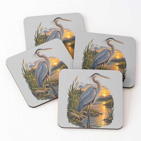 Item preview, Great Blue Heron Golden River Sunset designed and sold by JKDJ.