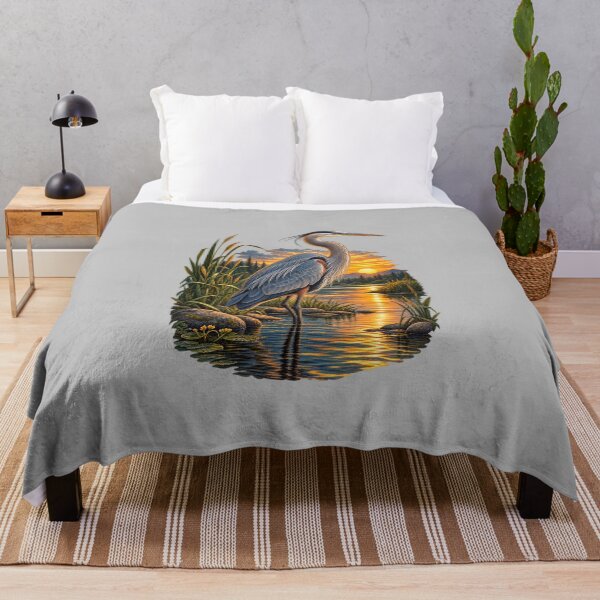Item preview, Great Blue Heron Golden River Sunset designed and sold by JKDJ.