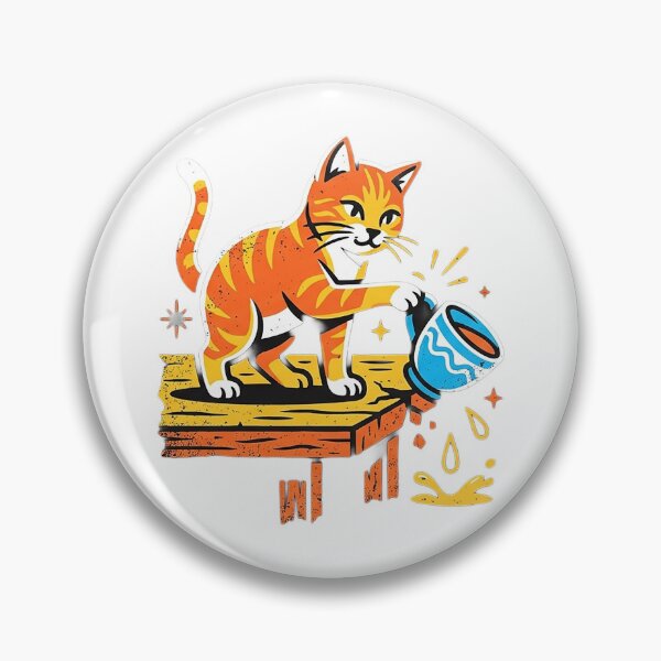 Item preview, Retro Mischievous Cat Knocking Over Cup - Funny Cat Art designed and sold by The Red Lime.