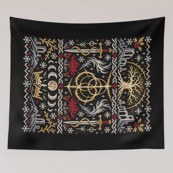 Item preview, Elden Ring Erdtree & Golden Order Fantasy Christmas Sweater designed and sold by Gabriela Mihai.