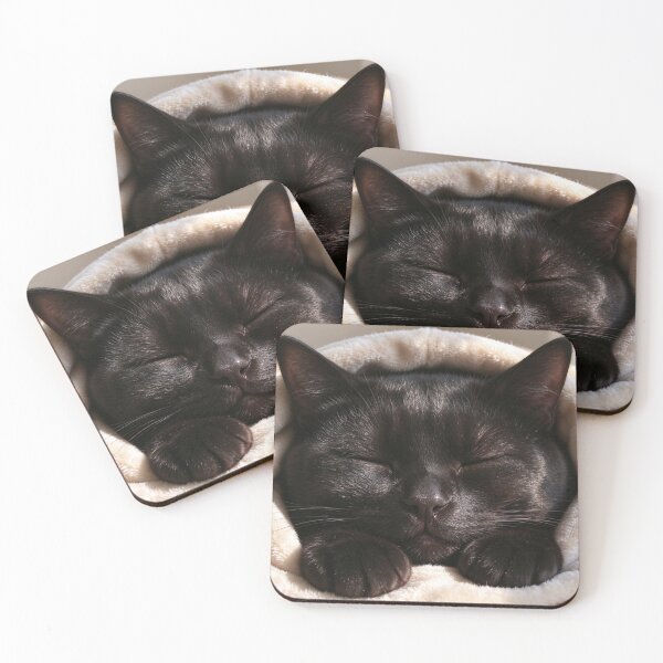 Item preview, Cozy Black Cat Sleeping in a Soft Bed - Cute Feline Nap Art designed and sold by PetalsPaws.