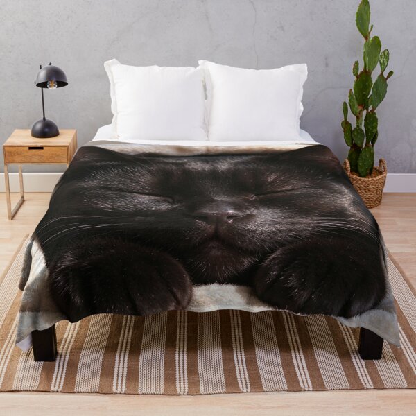 Item preview, Cozy Black Cat Sleeping in a Soft Bed - Cute Feline Nap Art designed and sold by PetalsPaws.