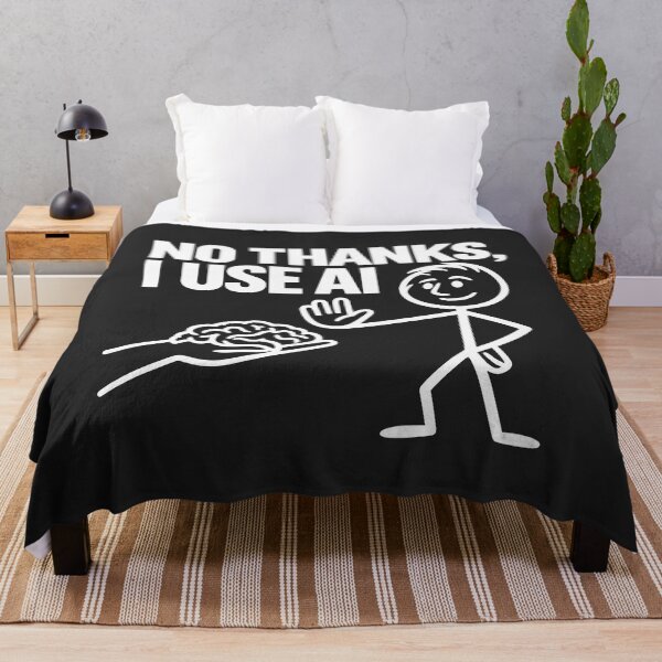 Item preview, No Thanks I Use AI Funny Stick Figure Refusing Brain designed and sold by MOHAMED.