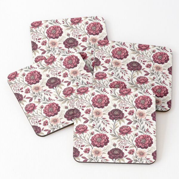 Item preview, Garnet Red Vintage Botanical Floral Pattern designed and sold by Storybook Botanica.