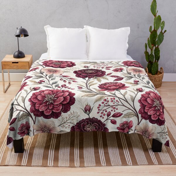 Item preview, Garnet Red Vintage Botanical Floral Pattern designed and sold by Storybook Botanica.