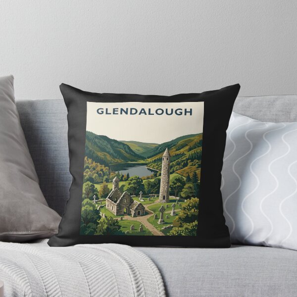 Item preview, Glendalough Round Tower – Vintage Irish Travel Poster designed and sold by Odd World.