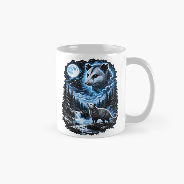 Item preview, Two Opossums Howling At Full Moon Starry Night Waterfall designed and sold by Designart68.