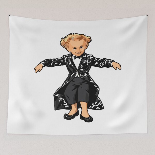 Item preview, Vintage Curly Haired Child In Tuxedo Coat Balancing Pose designed and sold by Designart68.