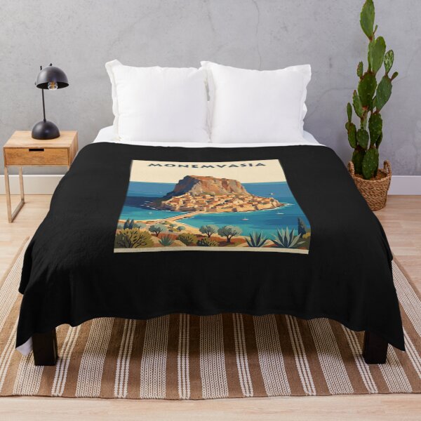Item preview, Monemvasia Rock Town – Vintage Greek Travel Poster designed and sold by Odd World.