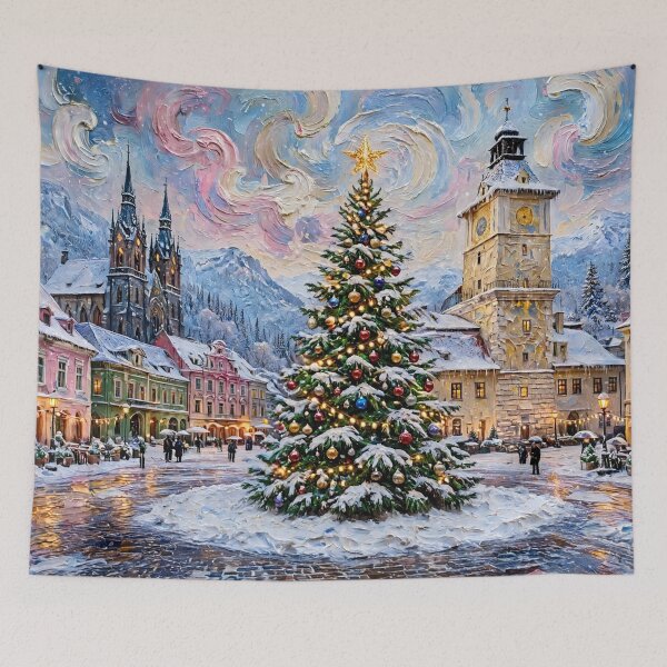Item preview, Cozy Christmas Brașov  | Winter Wonderland Impasto Art designed and sold by doinitzart.