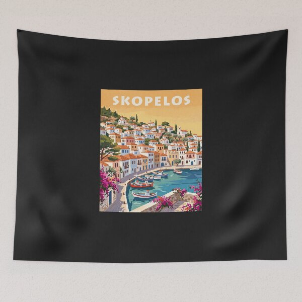 Item preview, Skopelos Town Harbour – Vintage Greek Island Travel Poster designed and sold by Odd World.