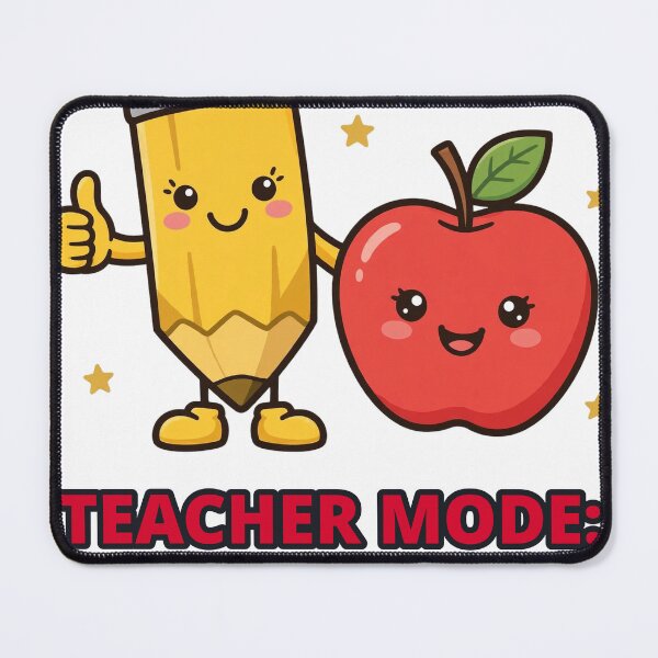 Item preview, Teacher Mode On — Cute Pencil and Apple with Stars designed and sold by ColourMeCa.