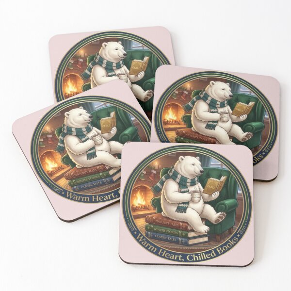 Item preview, Cozy Polar Bear Reading Book by Fireplace Warm Heart Chilled Books Art designed and sold by Northern Glow Art.