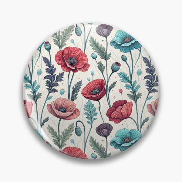 Item preview, Frosted Red and Blue Poppy Pattern designed and sold by Storybook Botanica.