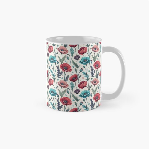 Item preview, Frosted Red and Blue Poppy Pattern designed and sold by Storybook Botanica.
