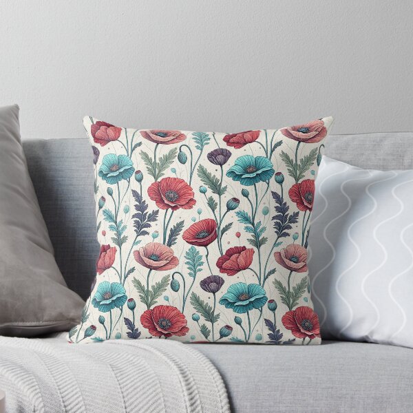 Item preview, Frosted Red and Blue Poppy Pattern designed and sold by Storybook Botanica.