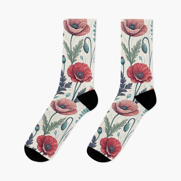 Item preview, Frosted Red and Blue Poppy Pattern designed and sold by Storybook Botanica.