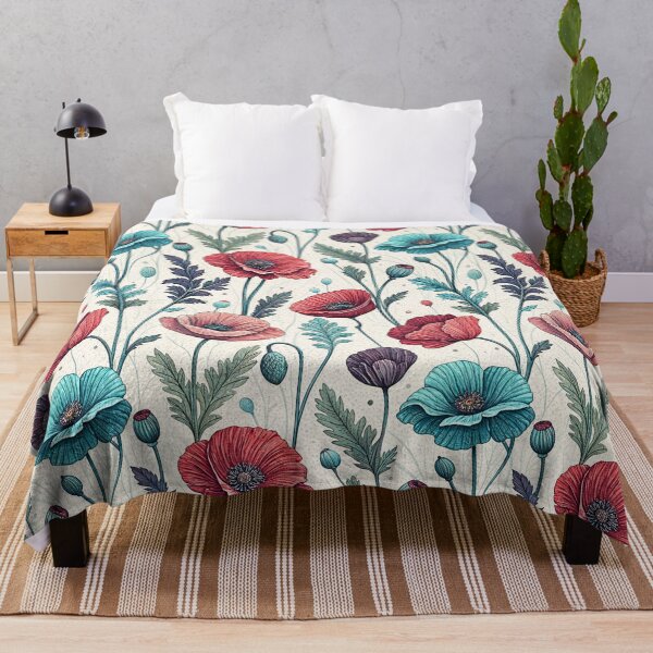 Item preview, Frosted Red and Blue Poppy Pattern designed and sold by Storybook Botanica.