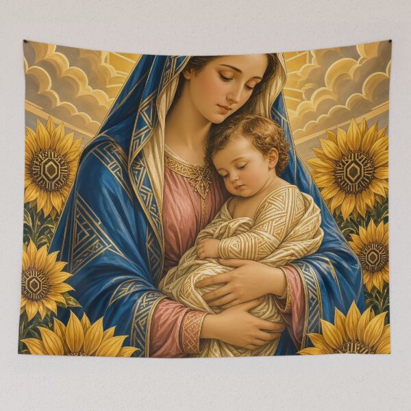 Item preview, Virgin Mary with Child and Sunflowers designed and sold by mark ashkenazi.