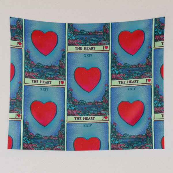 Item preview, Lenormand Heart Card XXIV Retro Fortune Card in Blue designed and sold by Fani*.