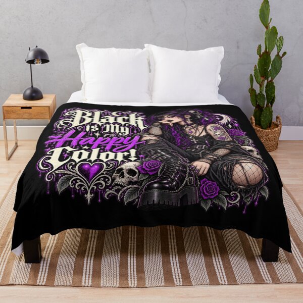 Item preview, Black Is My Happy Color – Gothic Girl Alternative Fashion Art designed and sold by TheInkRaven.