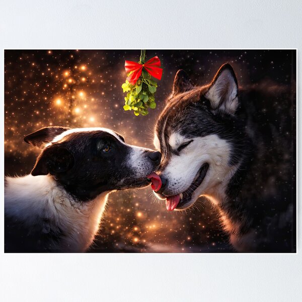 Item preview, Dogs Kissing Under Mistletoe Christmas Holiday designed and sold by Stephanie Laird.