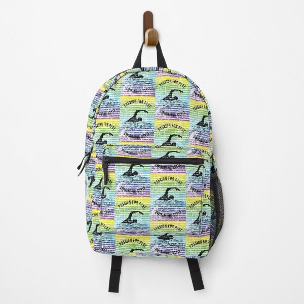 Item preview, Black Silhouette of a Swimmer with Vibrant Rainbow Stripes Background designed and sold by bymarouan.