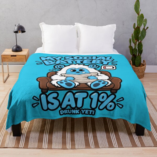 Item preview, My Social Battery Is at 1% – Drunk Yeti Introvert Humor designed and sold by DrunkYeti.