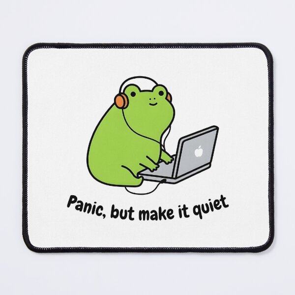 Item preview, Panic But Make It Quiet - Cute Frog with Headphones and Laptop designed and sold by LuloCreative.