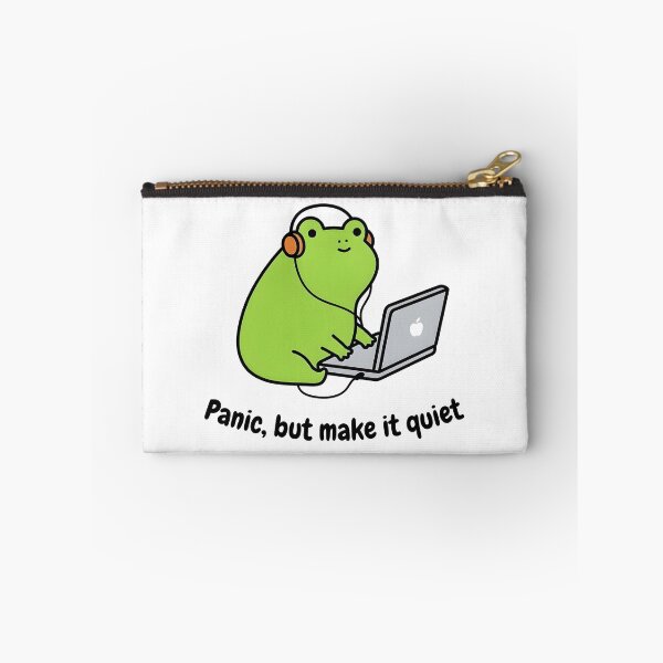Item preview, Panic But Make It Quiet - Cute Frog with Headphones and Laptop designed and sold by LuloCreative.