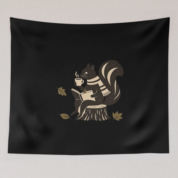 Item preview, Squirrel Reading with Coffee on a Tree Stump designed and sold by AMICO77.