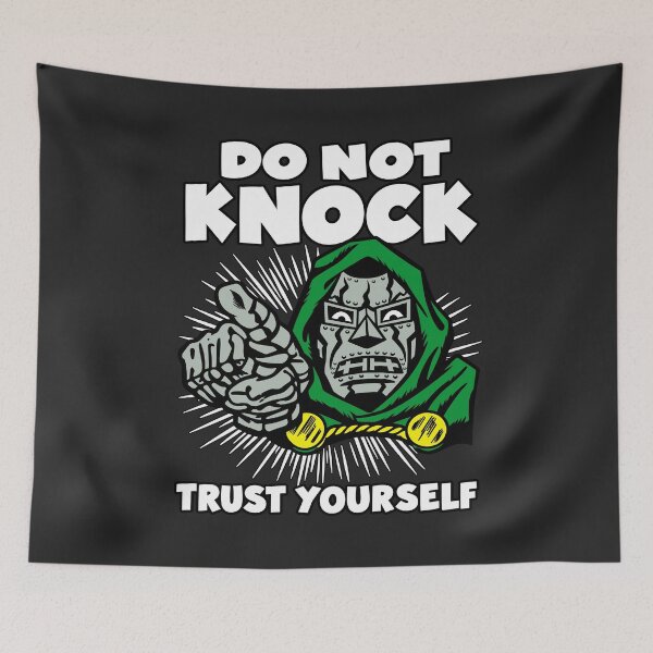 Item preview, Do Not Knock Trust Yourself Comic Villain Metal Mask designed and sold by Designart68.