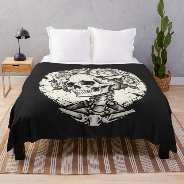 Item preview, Skull With Roses Black White Engraved Gothic Style designed and sold by VintageSocArt.