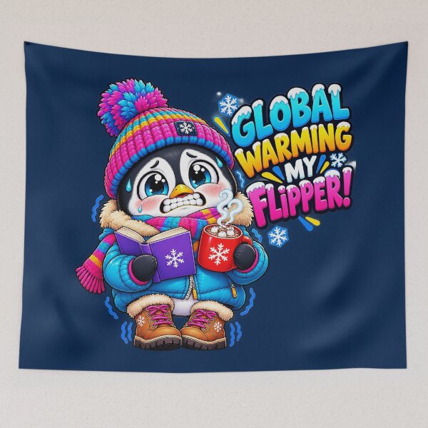 Item preview, Global Warming My Flipper Funny Penguin Cute Art designed and sold by M. Mamdouh Artworks.