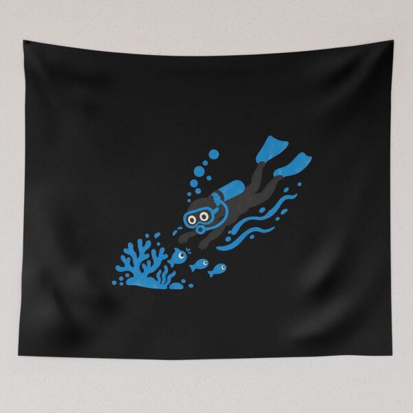 Item preview, Curious Scuba Diver Descending to a Blue Reef designed and sold by AMICO77.