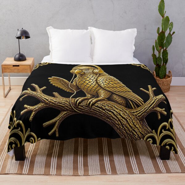 Item preview, Golden Parrot with Headphones Zen Music DJ Bird Fantasy Art designed and sold by Breezes-of-Ida.