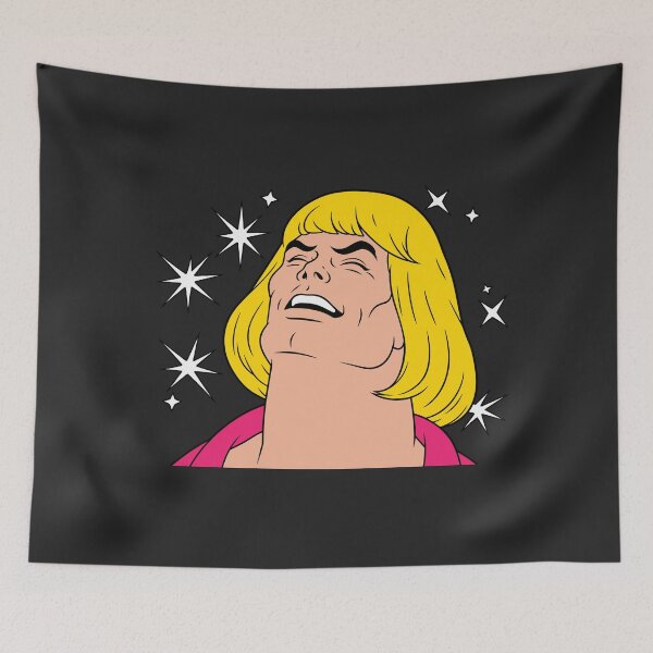 Item preview, Retro 80s Blonde Hero Laughing Head Back Sparkles Meme designed and sold by MOHAMED.